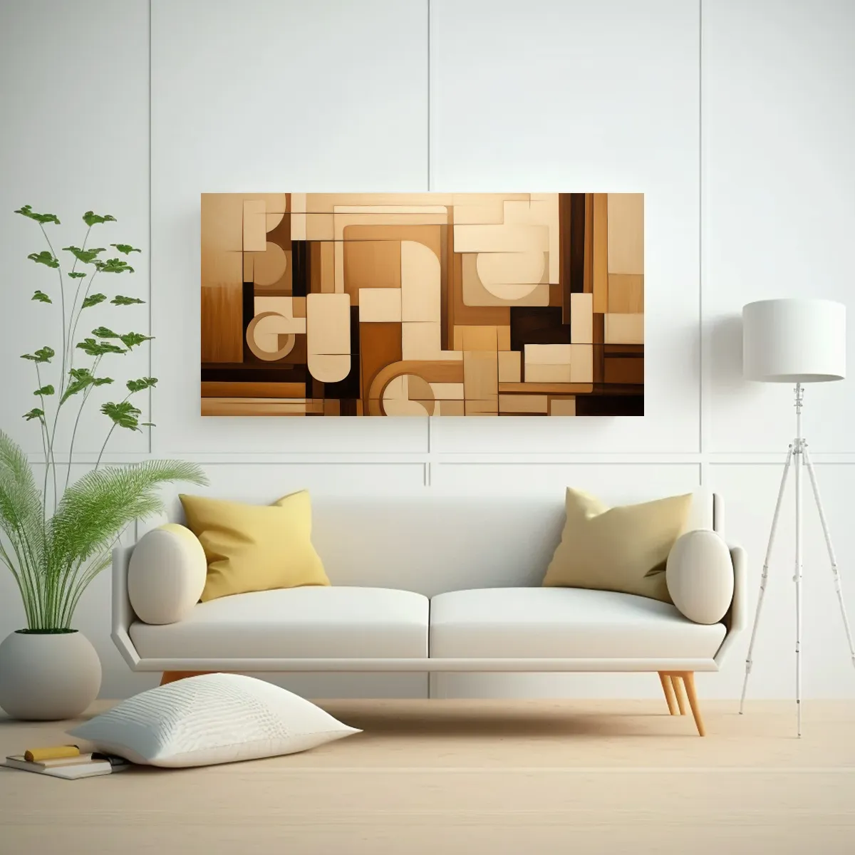 GENERICO - Cuadros Abstractos En Tonos Beige Patrón Intenso 100x50 Cm