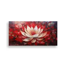 GENERICO - Cuadro Acuarela Detalle Flor De Loto Roja En 100x50 Cm