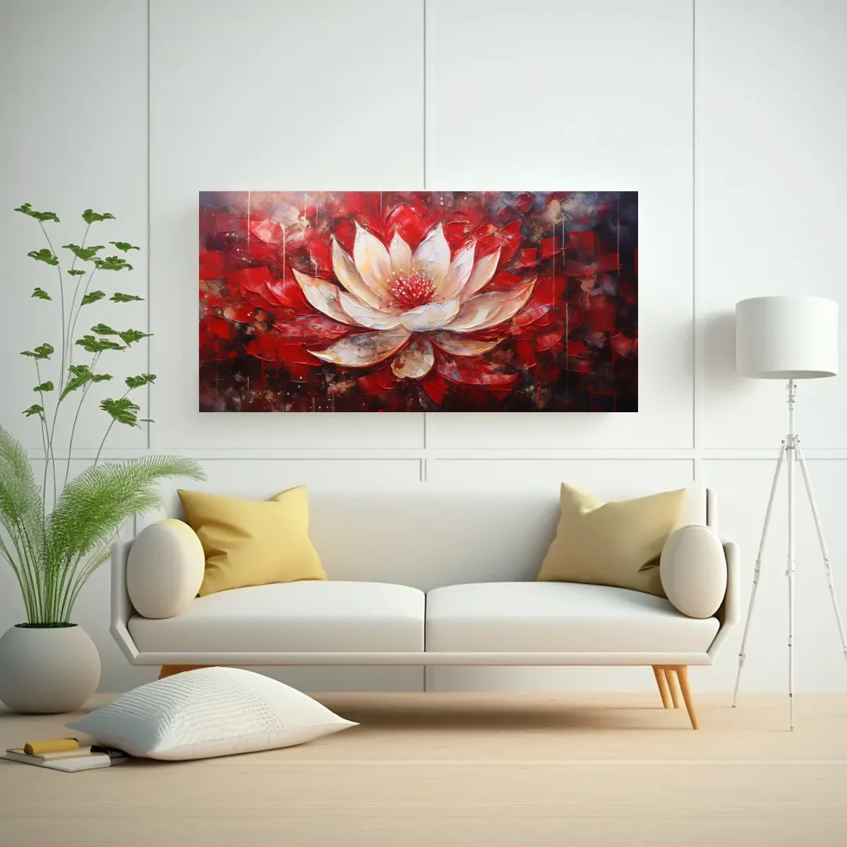 GENERICO - Cuadro Acuarela Detalle Flor De Loto Roja En 100x50 Cm