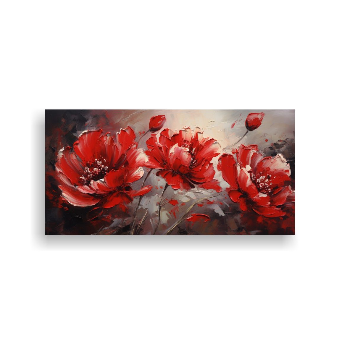 GENERICO - Cuadro Cuadro Ambiente A Red Pintura De PEONÍAS 60x30 Cm