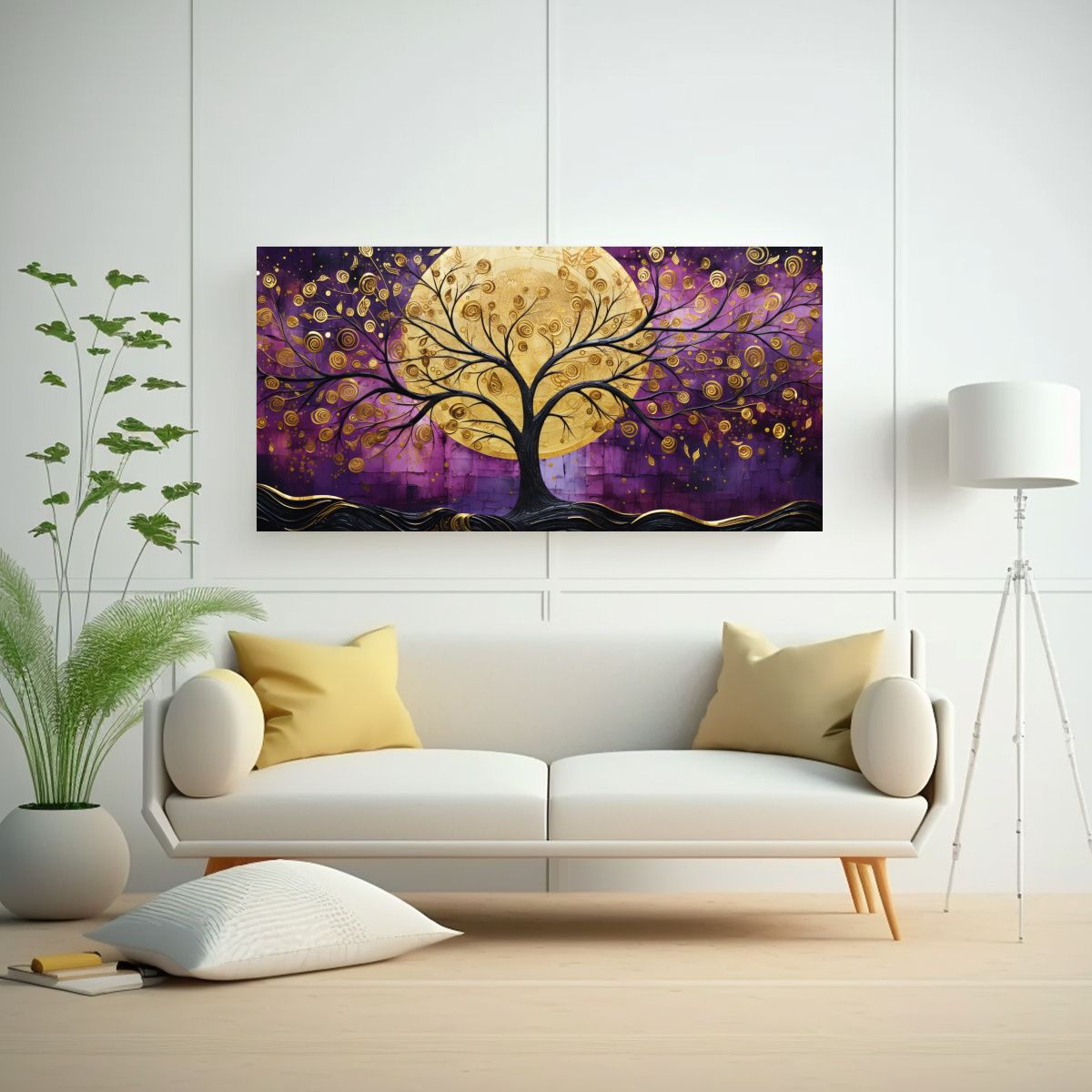 GENERICO - Pintura Decorativa Del árbol En Púrpura Y 80x40 Cm