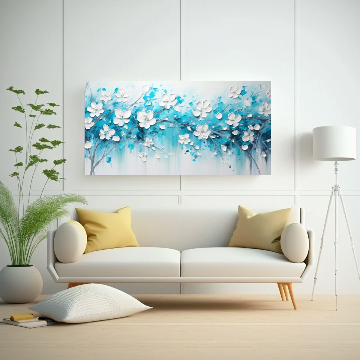 GENERICO - Pintura Acrílica Escena Lienzo Tela Blanco 100x50 Cm