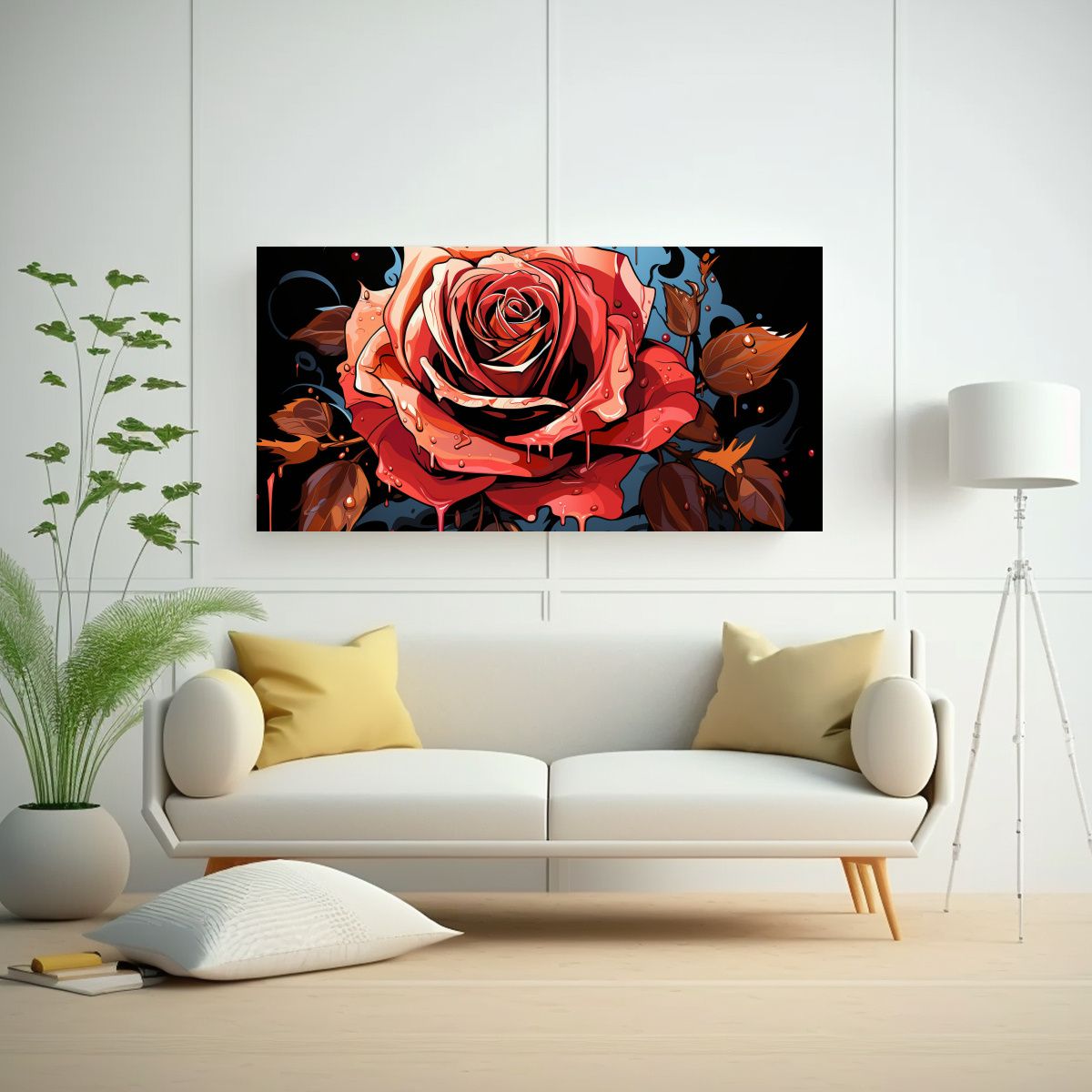 GENERICO - Cuadro Tonos Duradero Diseña Una Rosa De Estilo 100x50 Cm