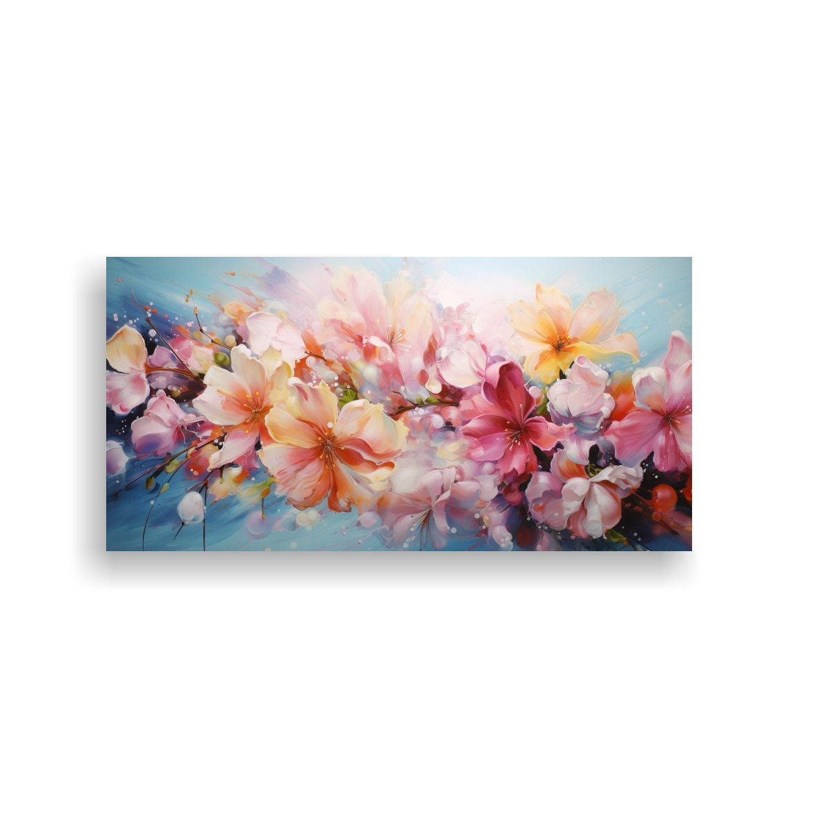 GENERICO - Exposición Pinturas Flores Abstractas Arte Tonos 60x30 Cm