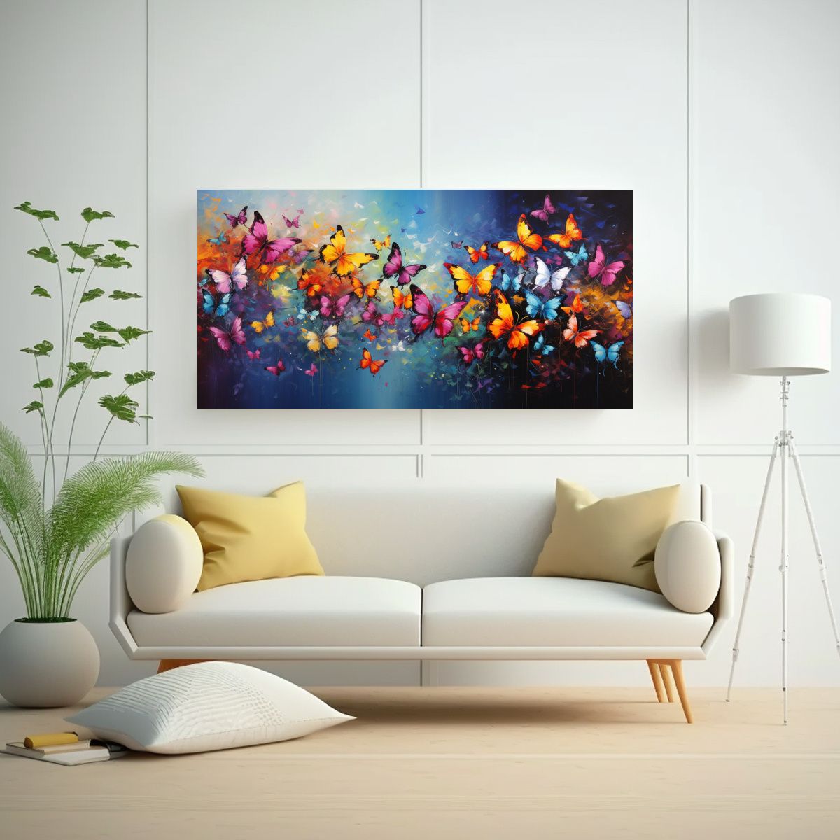 GENERICO - Cuadro Decoración Arte Mariposas Abstractas 80x40 Cm