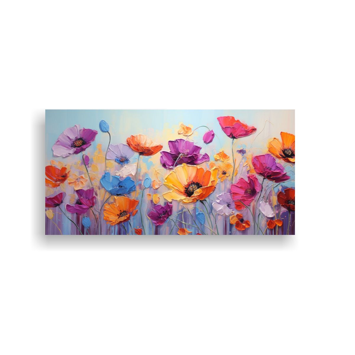 GENERICO - Cuadro Moderno Con Motivos De Amapolas Multicolor 60x30 Cm