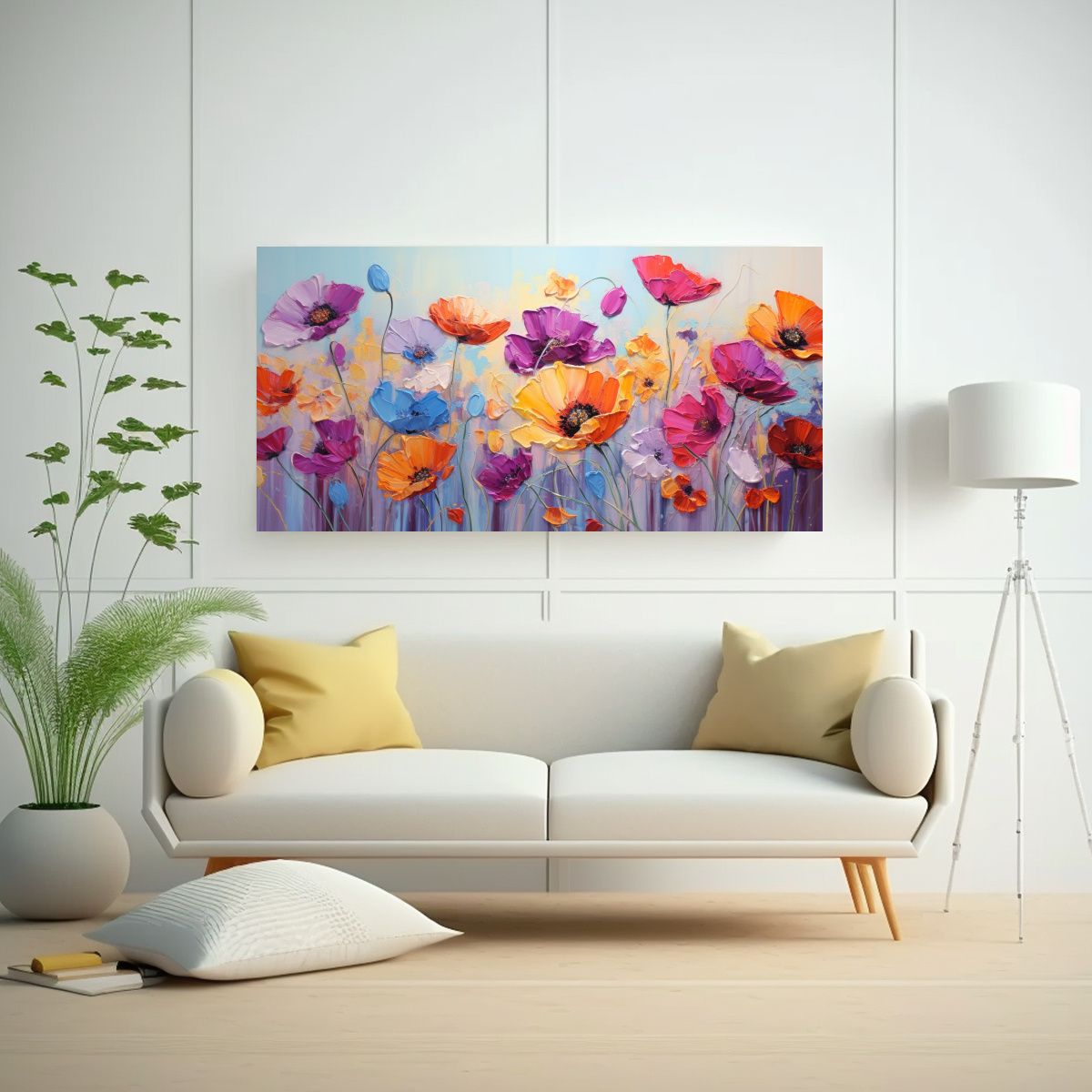 GENERICO - Cuadro Moderno Con Motivos De Amapolas Multicolor 60x30 Cm