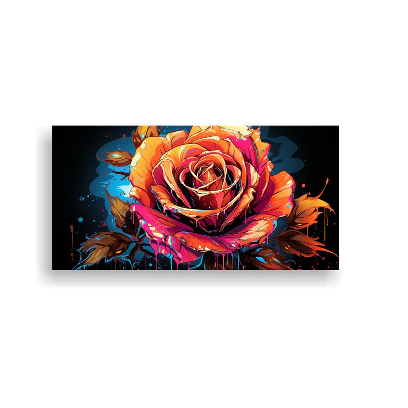 GENERICO - Pintura De Graffiti Estilo Rosa En Bastidor De 60x30 Cm