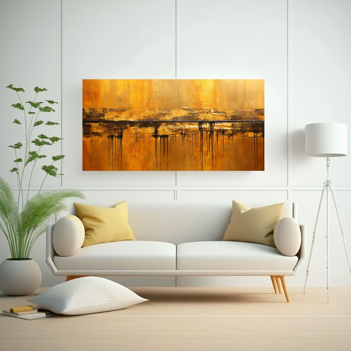 GENERICO - Pintura Abstracta En Lienzo De Tela Acuarela 60x30 Cm