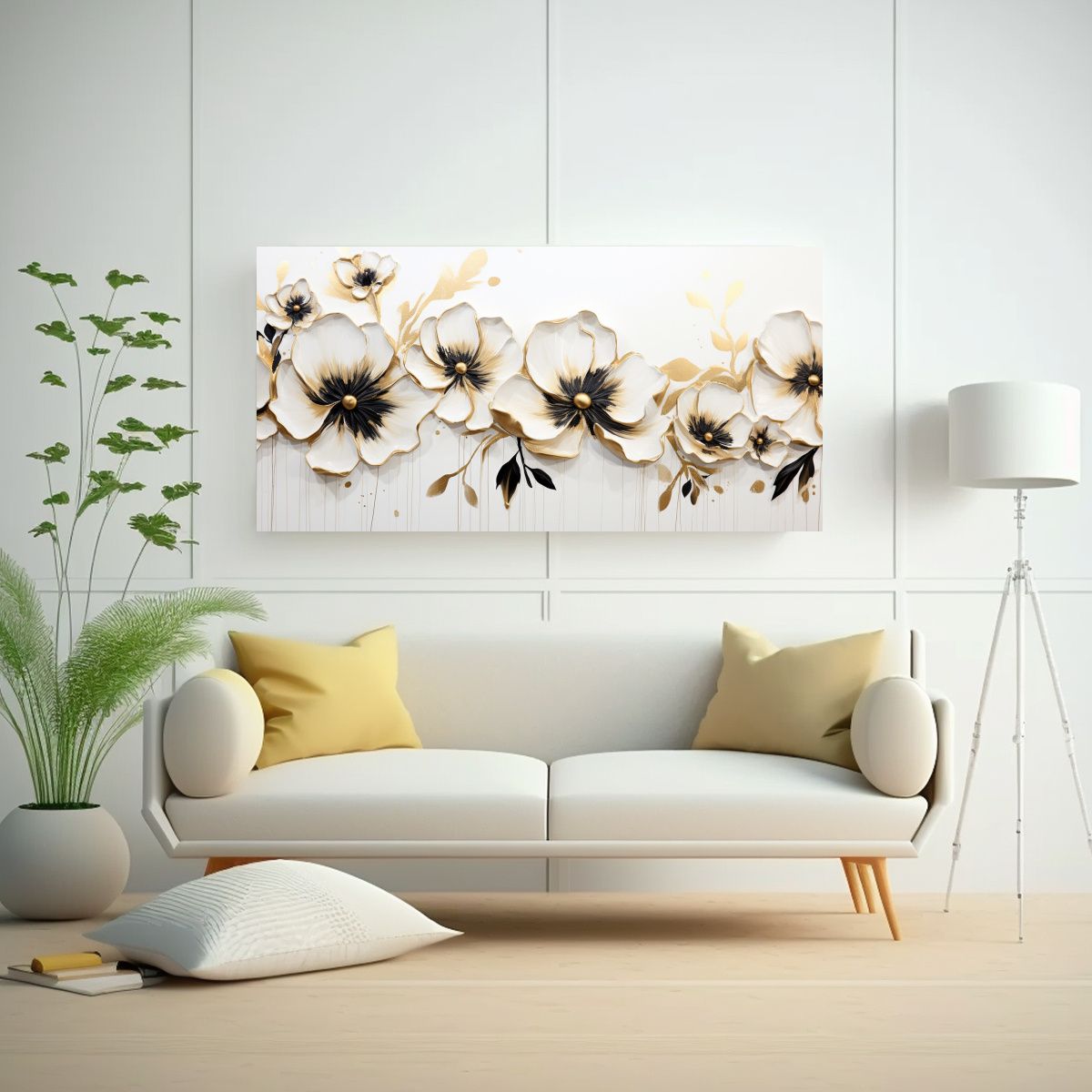 GENERICO - Cuadro Imagen Abstracta Acrílico Blanco 80x40 Cm