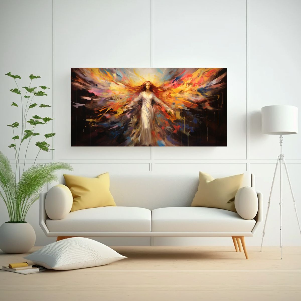 GENERICO - Pintura Decorativa Abstracta ángel Cálido En 60x30 Cm