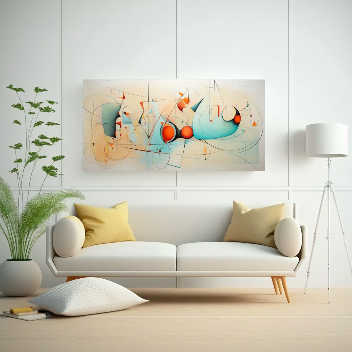 GENERICO - Cuadros Abstractos Tonos Pastel En Lienzo Forma 100x50 Cm