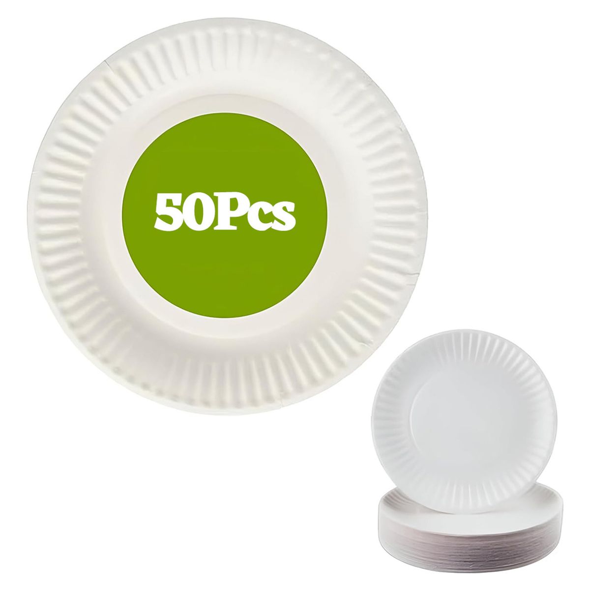 GENERICO - 50pcs Plato Blanco Biodegradable Desechable 15cm-Blanco