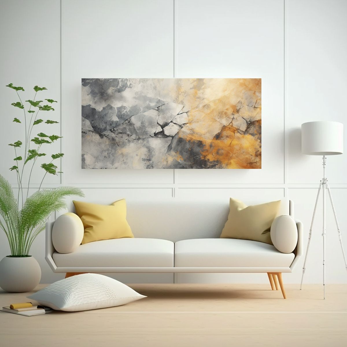 GENERICO - Cuadro Moderno Textura De Piedra Viva Con Pintura 60x30 Cm