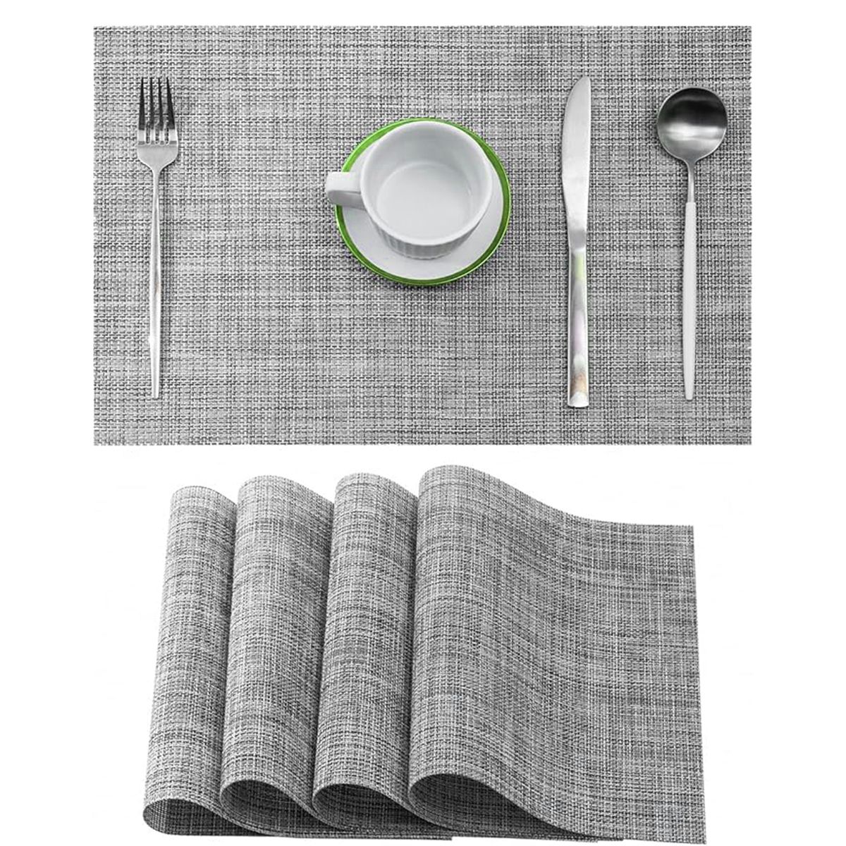GENERICO - 4 Pzs Manteles Individuales Ecológicos Antideslizante-Gris