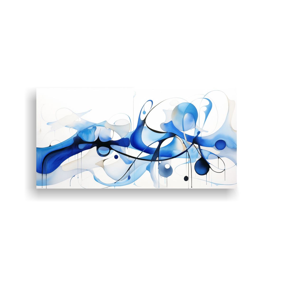 GENERICO - Pintura Abstracta Multicolor En Lienzo Con Formas 80x40 Cm