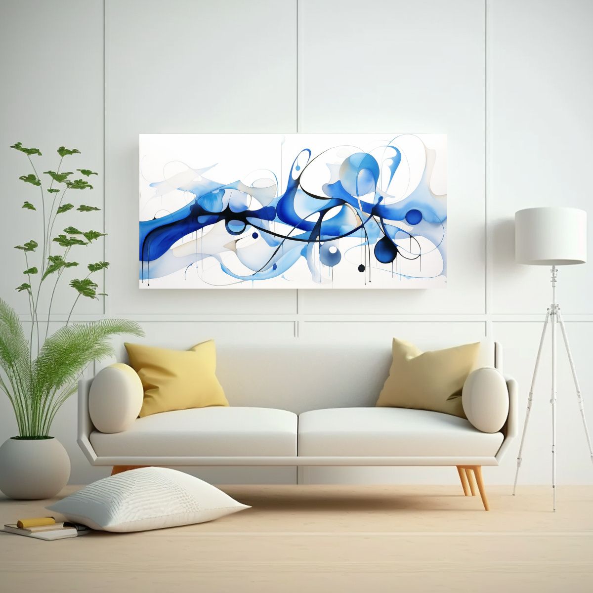 GENERICO - Pintura Abstracta Multicolor En Lienzo Con Formas 80x40 Cm