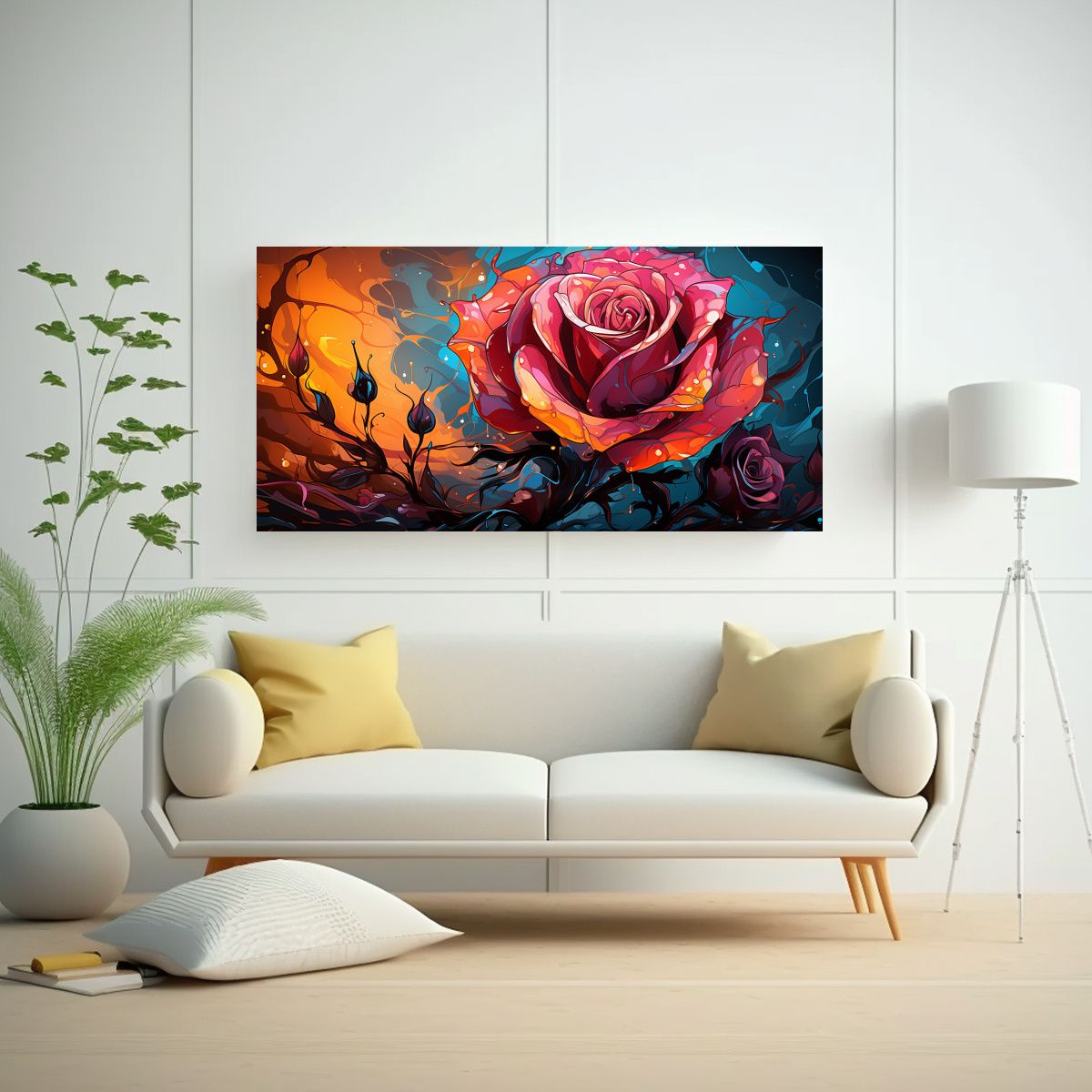 GENERICO - Cuadro Imagen Grafiti Clásico Con Fondo De Rosa 100x50 Cm