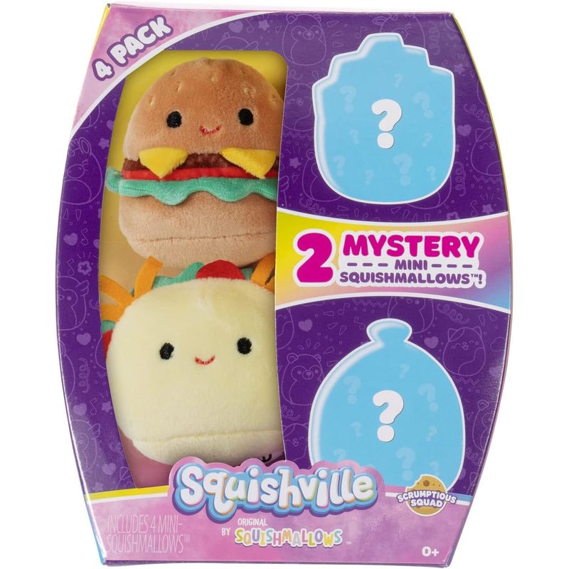 SQUISHMALLOWS - Pack De 4 Peluches 5 Centímetros Squishville Squishmallows