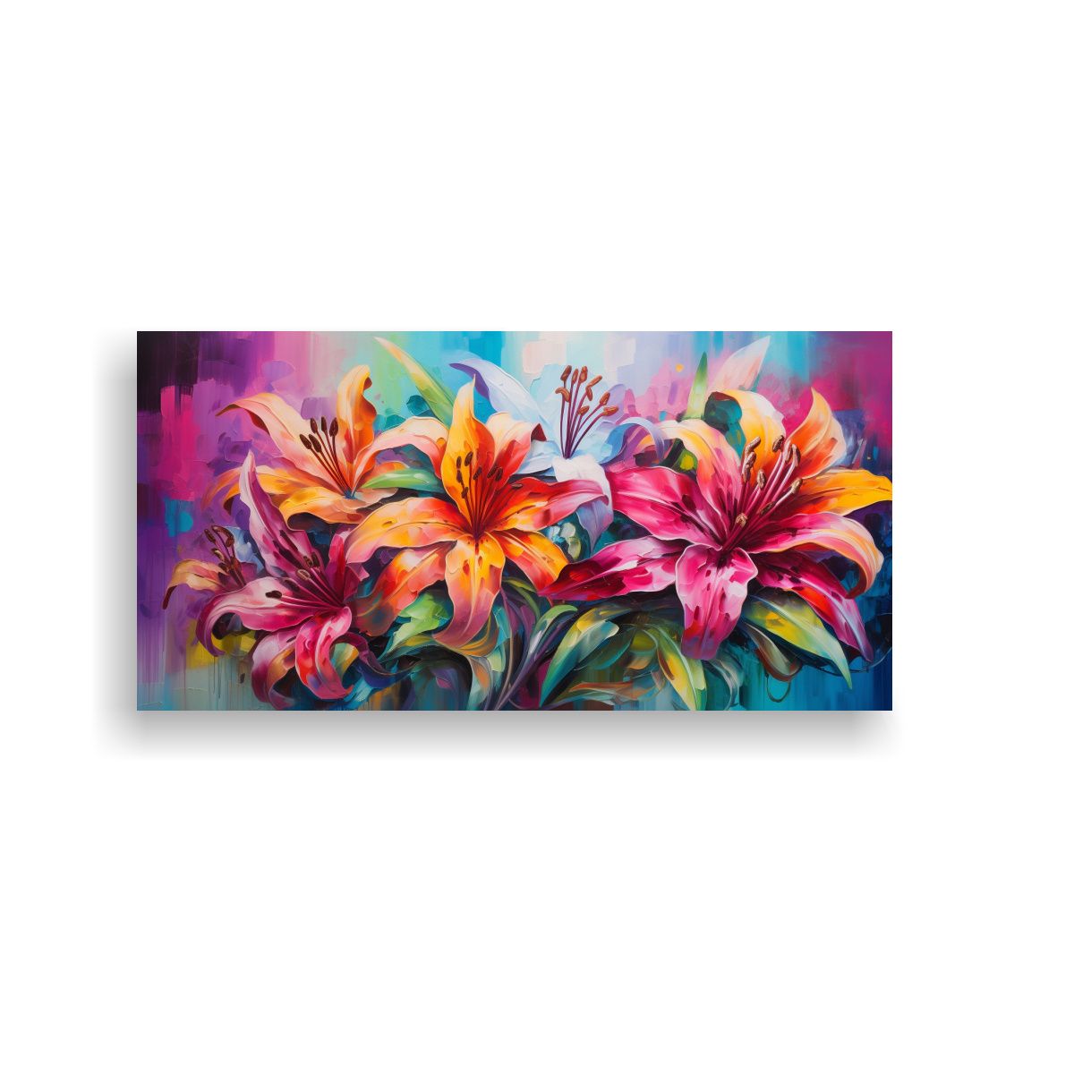 GENERICO - Pintura Floral Vibrante En Lienzo Para Decoración 60x30 Cm