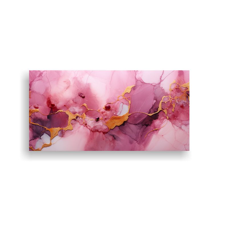 GENERICO - Cuadro De Tela Abstracto Mármol Rosa Y Dorado 100x50 Cm