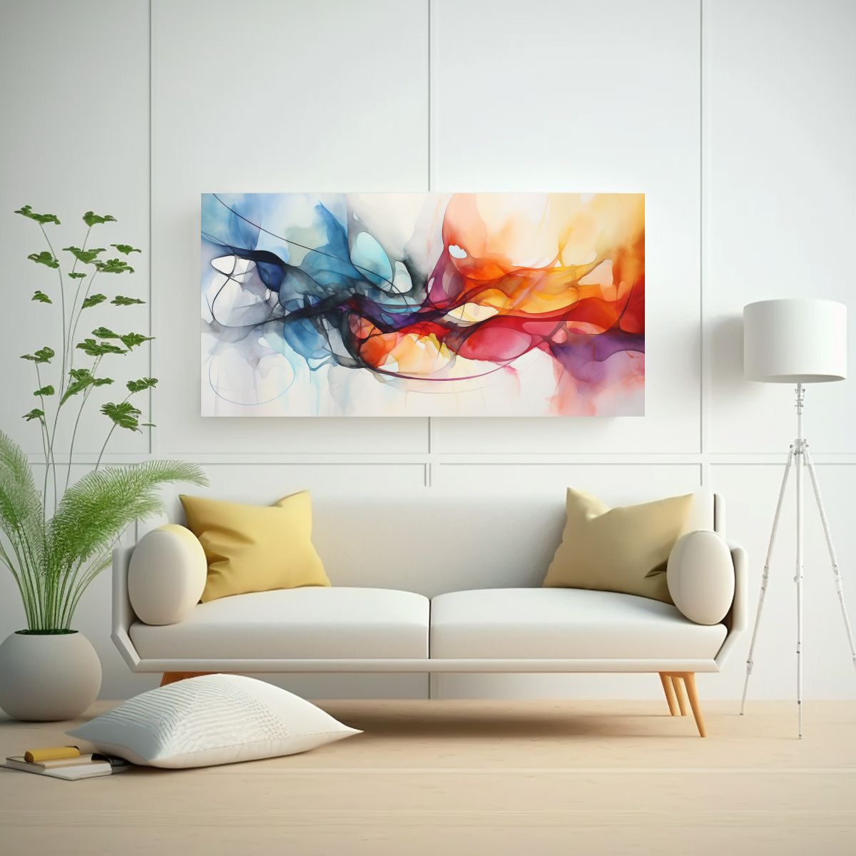 GENERICO - Pintura Abstracta Acuarela Hermosa Decoración 60x30 Cm