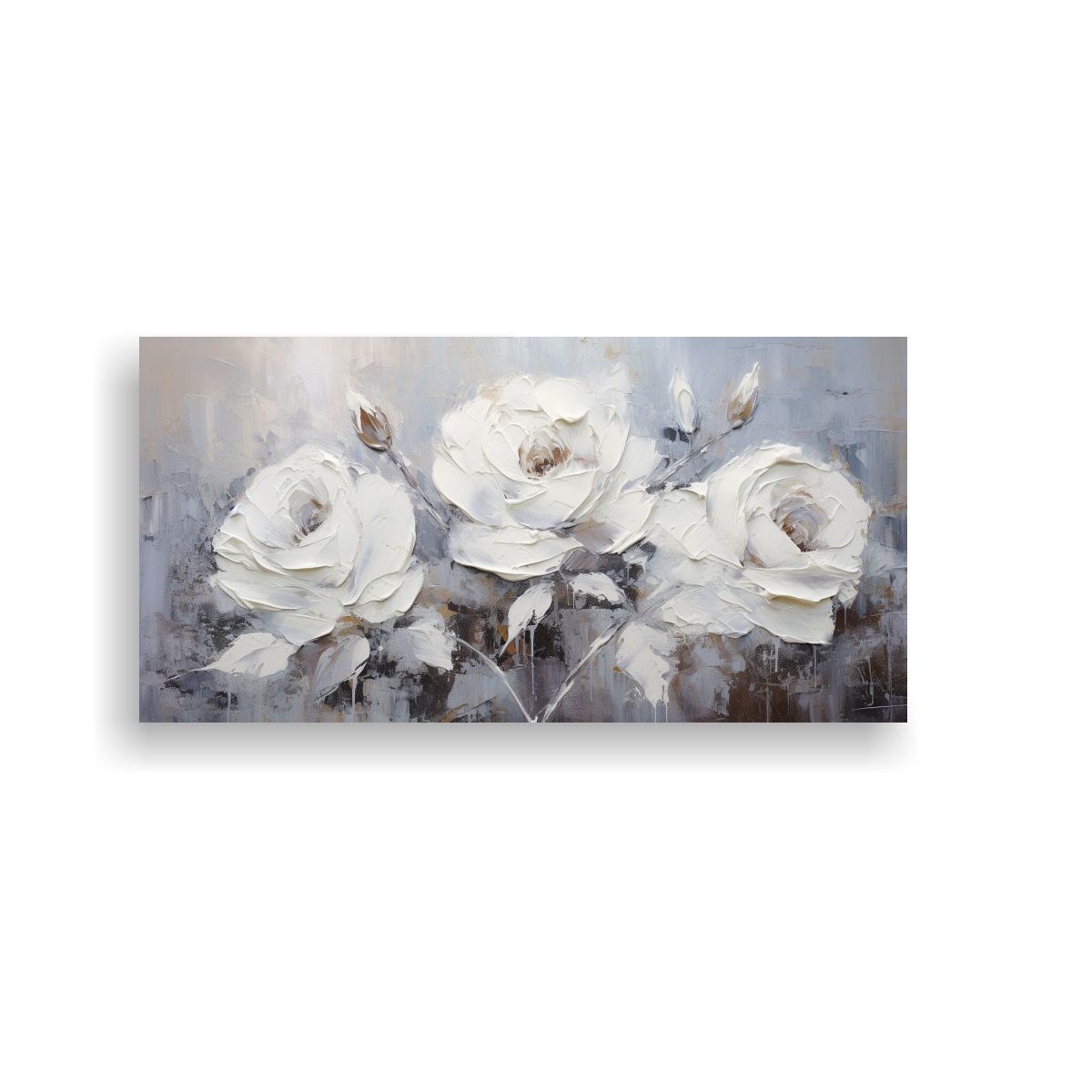 GENERICO - Cuadro Tema Majestuosas De Rosas Blancas Pintura 100x50 Cm