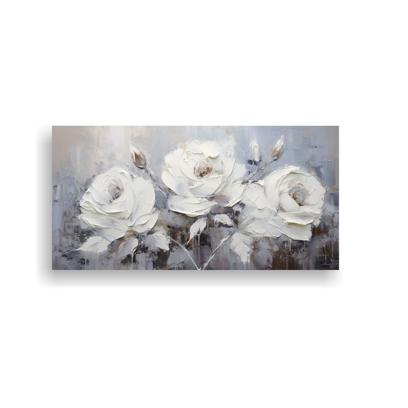 GENERICO - Cuadro Tema Majestuosas De Rosas Blancas Pintura 100x50 Cm
