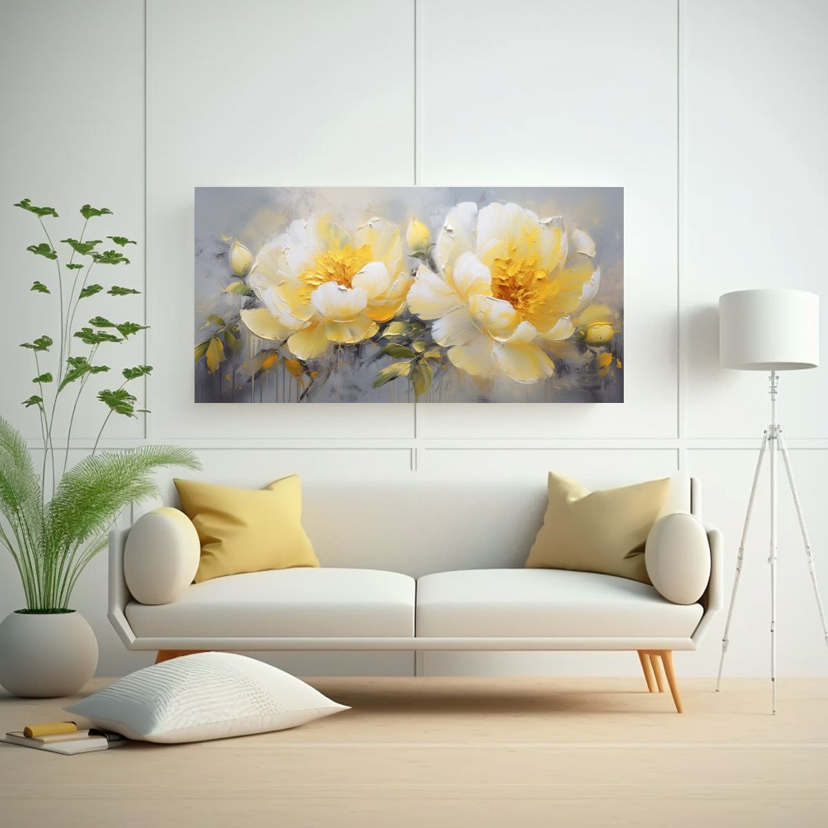 GENERICO - Cuadro Decorativo De Lienzo Con PEONÍAS 80x40 Cm