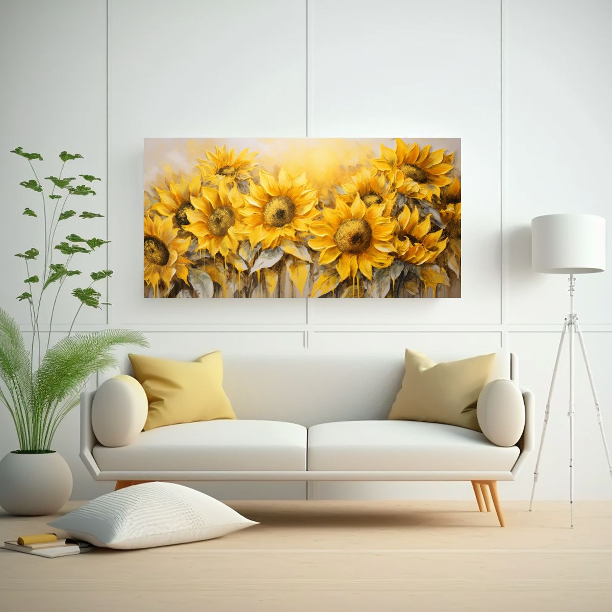 GENERICO - Pintura En Lienzo De Girasoles Amarillos En 80x40 Cm