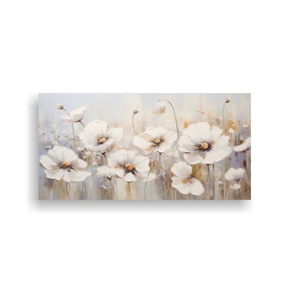 GENERICO - Cuadro De Amapolas Blancas En Estilo De Pintura 80x40 Cm