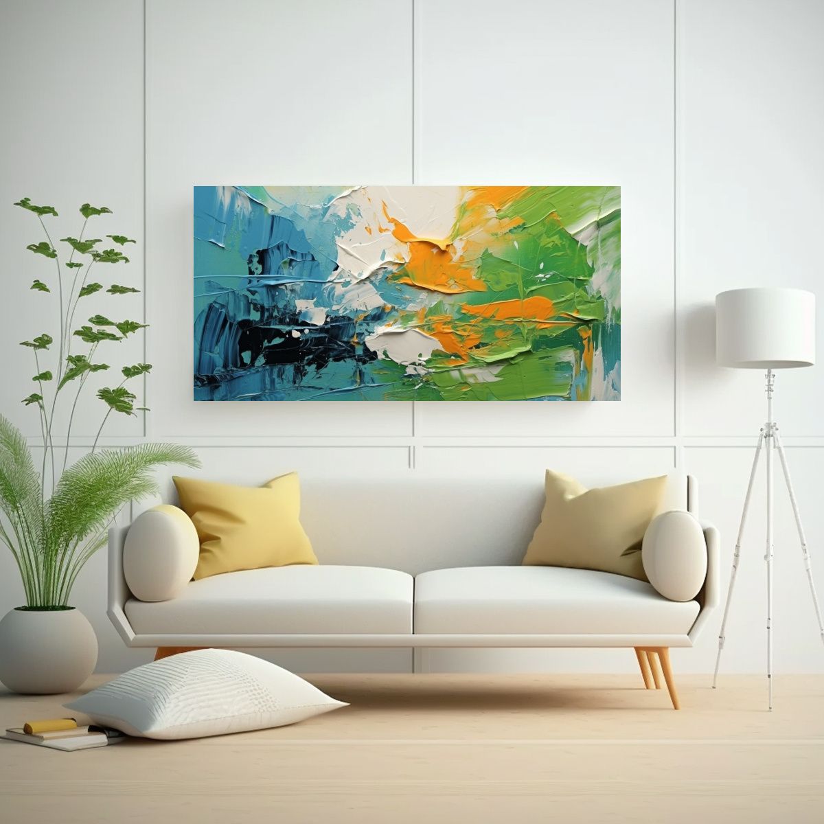 GENERICO - Pintura Abstracta De Aceite Cuadro Calidos 60x30 Cm