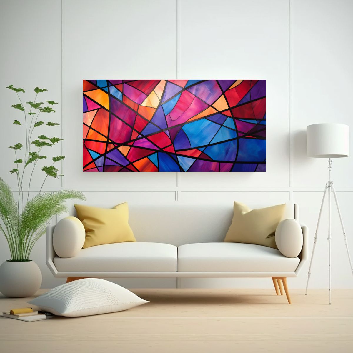 GENERICO - Escenario Abstracto Inspirado En Vidrieras 100x50 Cm