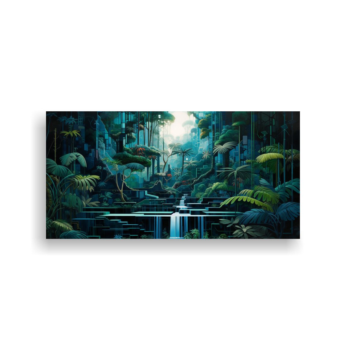 GENERICO - Pintura En Bastidor Vanguardia Geometrías Azules 60x30 Cm