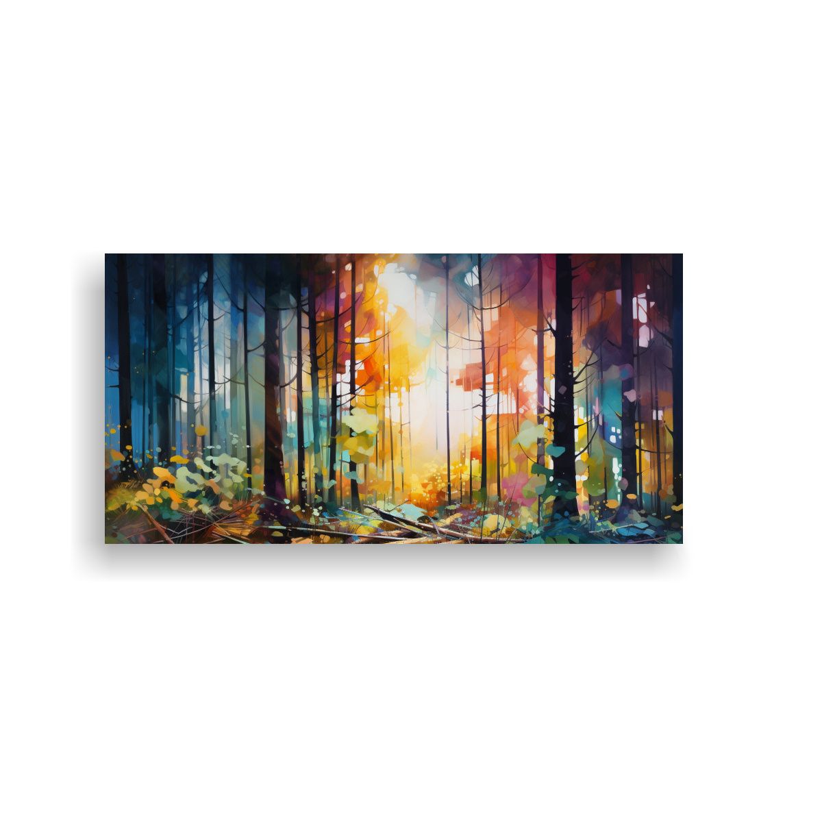 GENERICO - Cuadro Abstracto Sublimado Del Bosque Iluminado 80x40 Cm