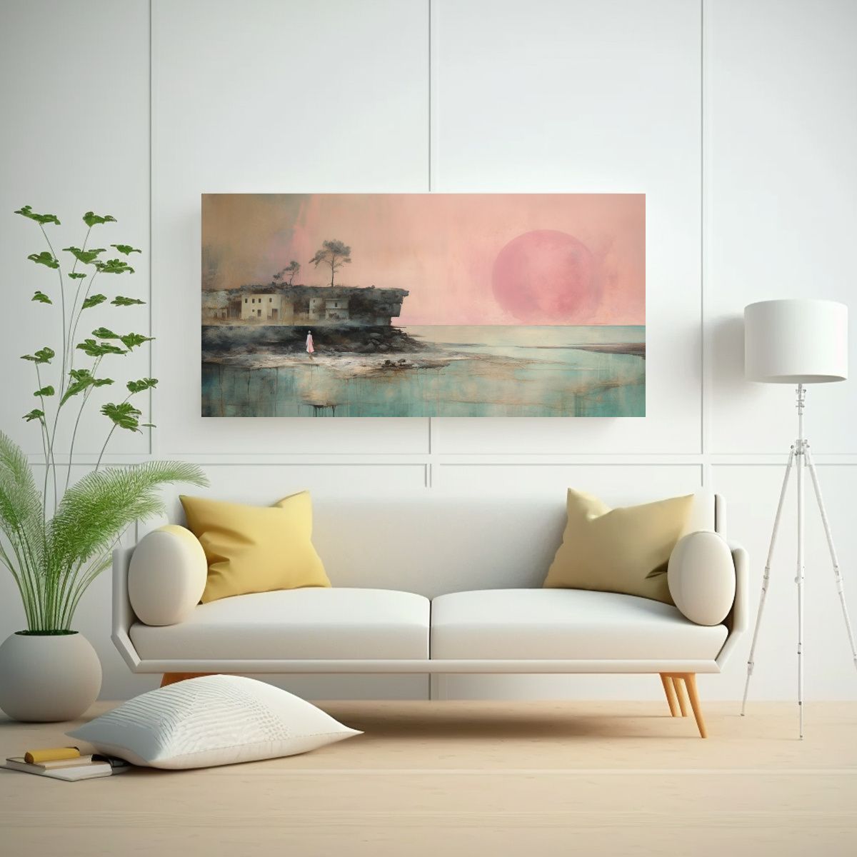 GENERICO - Pintura Canva Concepto Para Sala Con Acuarela 60x30 Cm