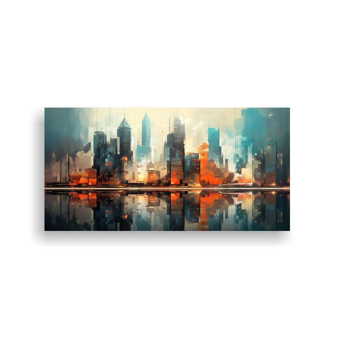 GENERICO - Cuadro Decorativo De Lienzo Abstracto De Ciudad 80x40 Cm