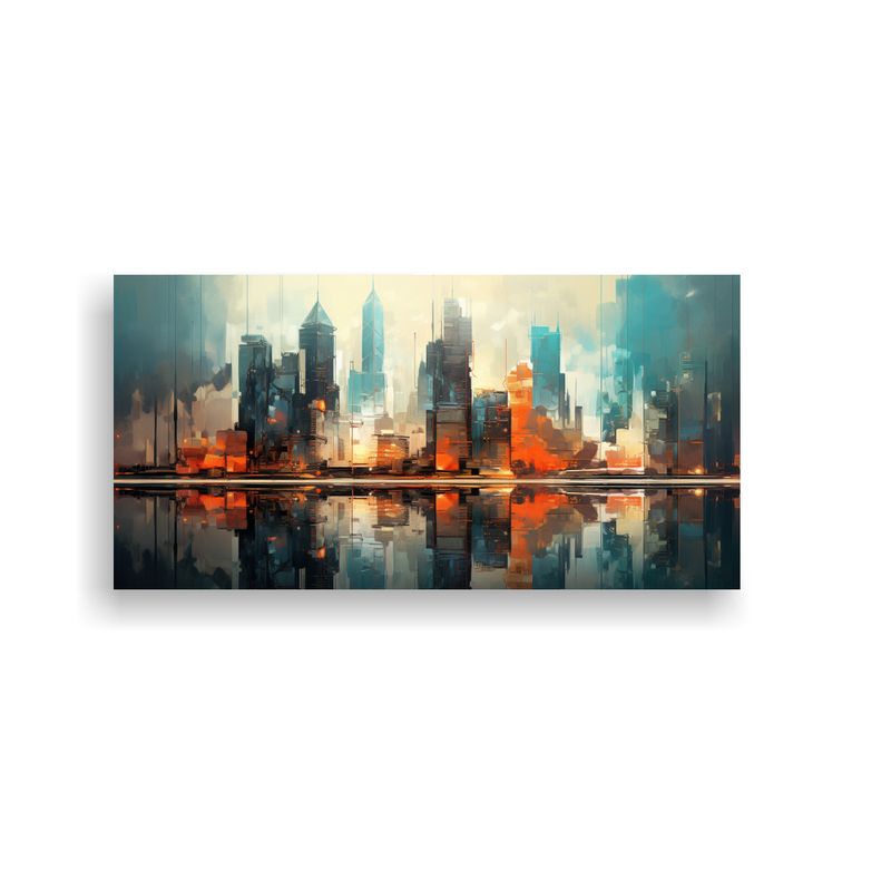 GENERICO - Cuadro Decorativo De Lienzo Abstracto De Ciudad 80x40 Cm