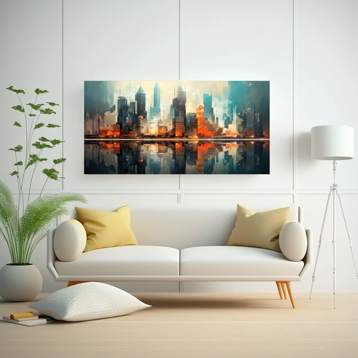 GENERICO - Cuadro Decorativo De Lienzo Abstracto De Ciudad 80x40 Cm