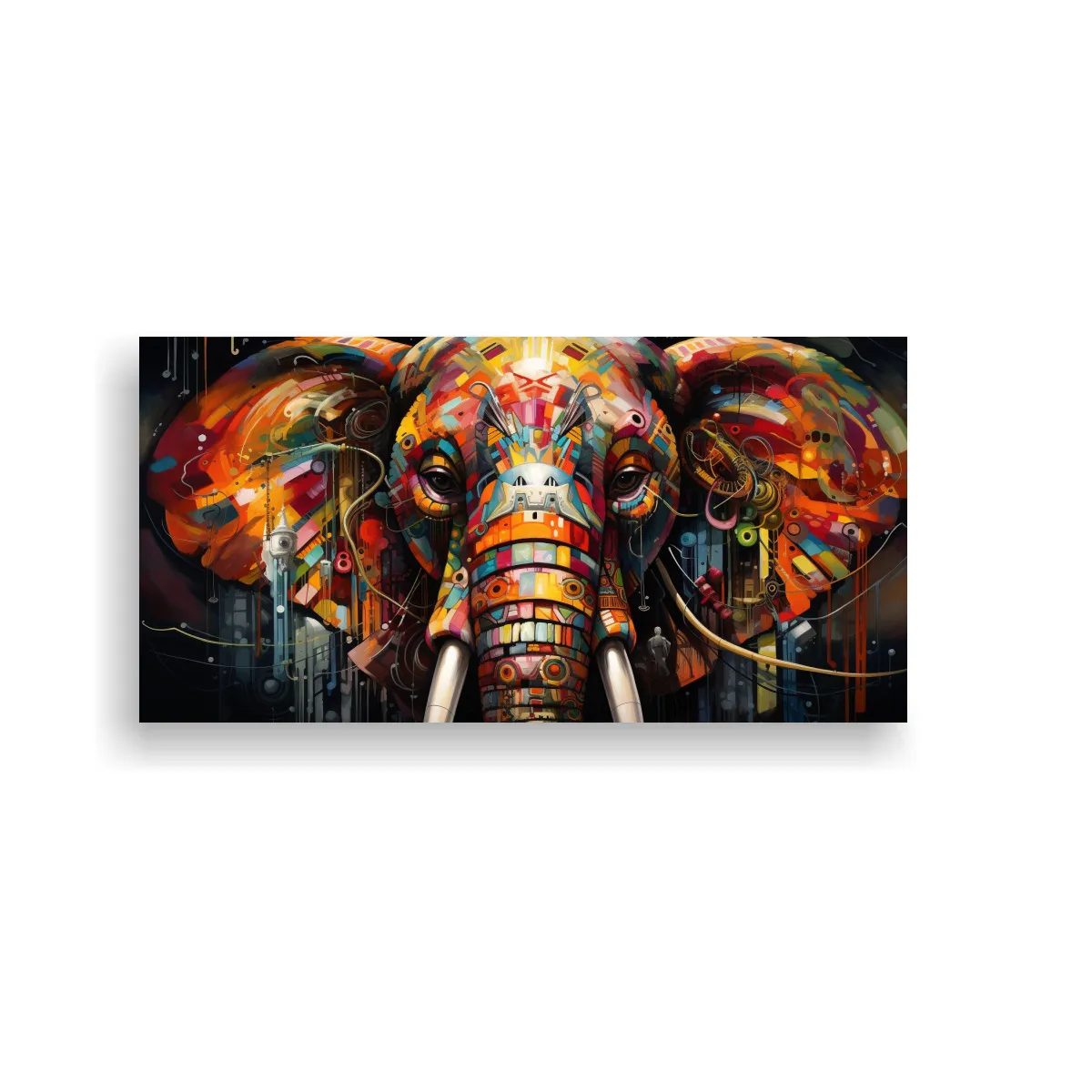 GENERICO - Obra Maestra Elefante Abstracto En Cuadro 100x50 Cm