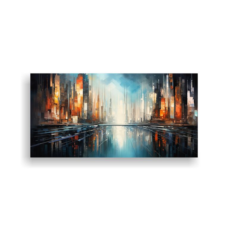 GENERICO - Cuadro Luminoso Abstracto De Ciudad Con Toque 80x40 Cm