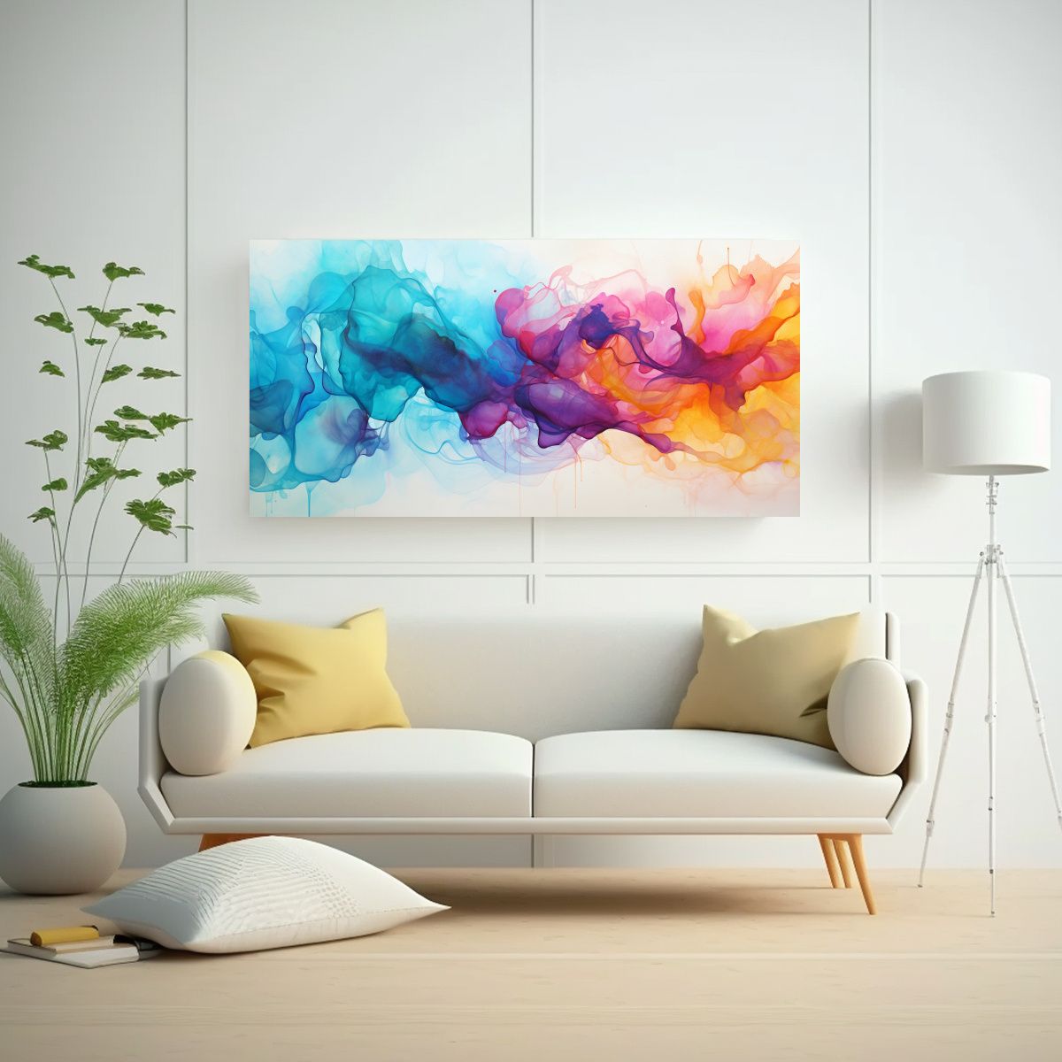 GENERICO - Pintura Abstracta Inspirada En La Espontaneidad 60x30 Cm