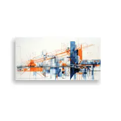 GENERICO - Cuadro De Movimiento Para Sala Con Naranja E 60x30 Cm