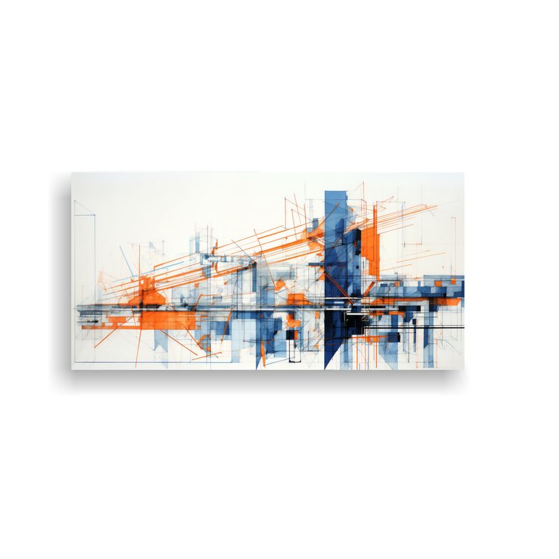 GENERICO - Cuadro De Movimiento Para Sala Con Naranja E 100x50 Cm