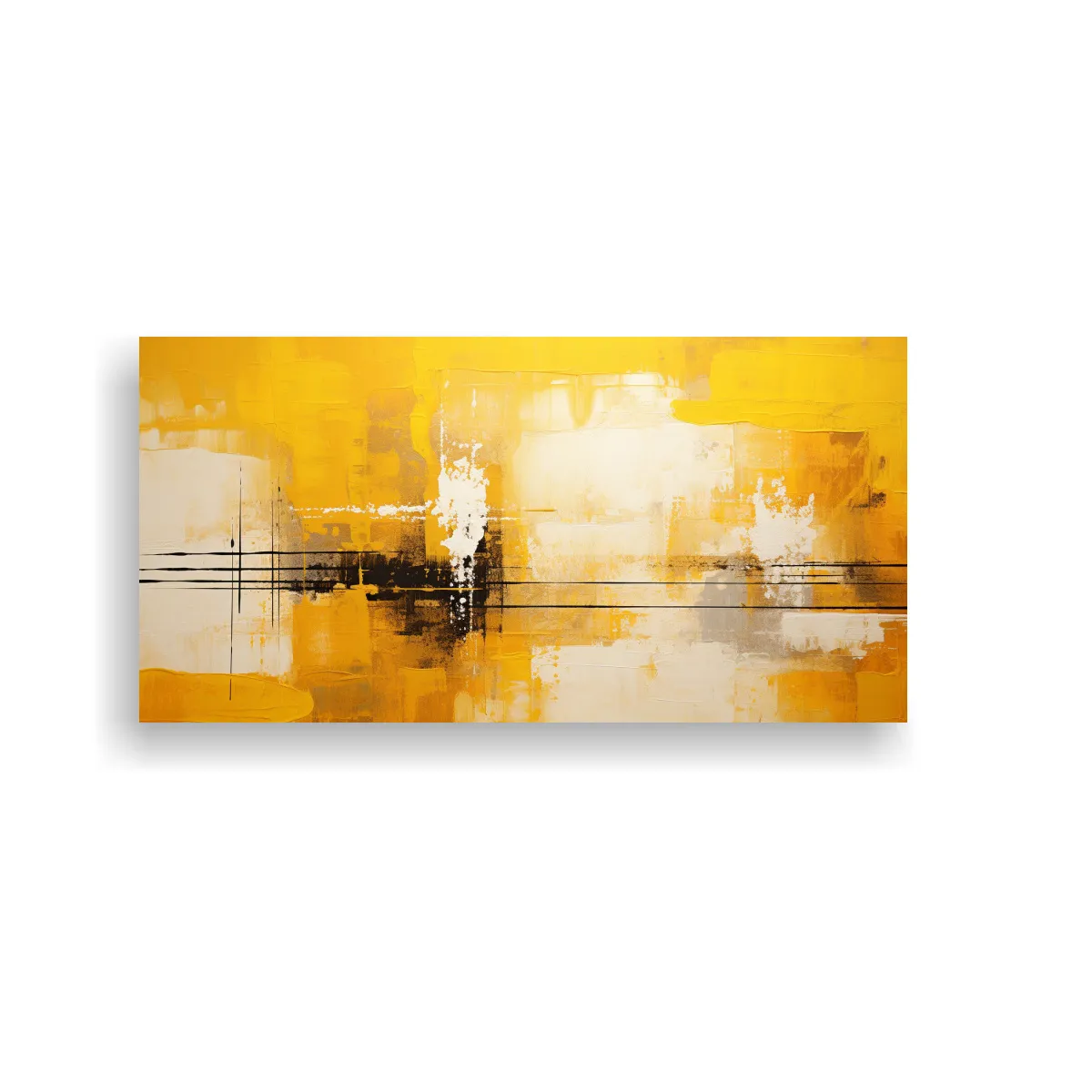 GENERICO - Cuadro Abstracto Amarillo Con Reflejo De Colores 60x30 Cm