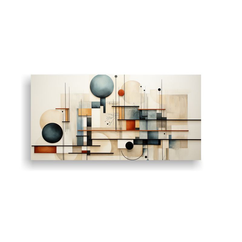 GENERICO - Tela Geometría Abstracta En Colores Neutros 60x30 Cm