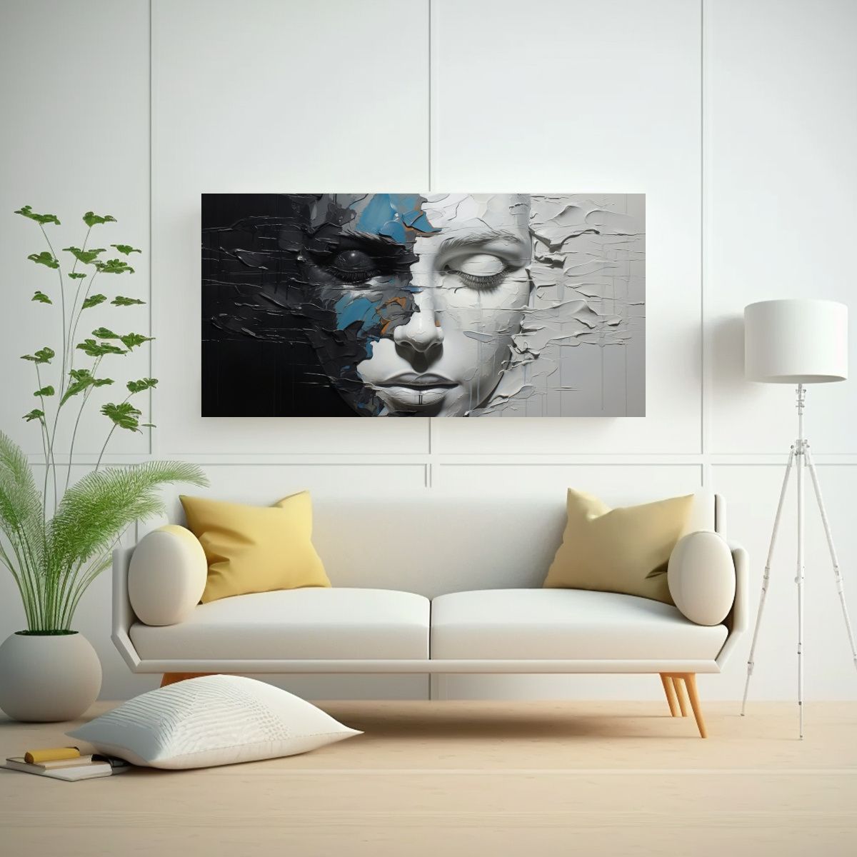 GENERICO - Cuadro Movimiento Simple Con Contornos Faciales Y 100x50 Cm