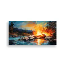 GENERICO - Pintura En Bastidor Colores Vibrantes Y Azules 100x50 Cm