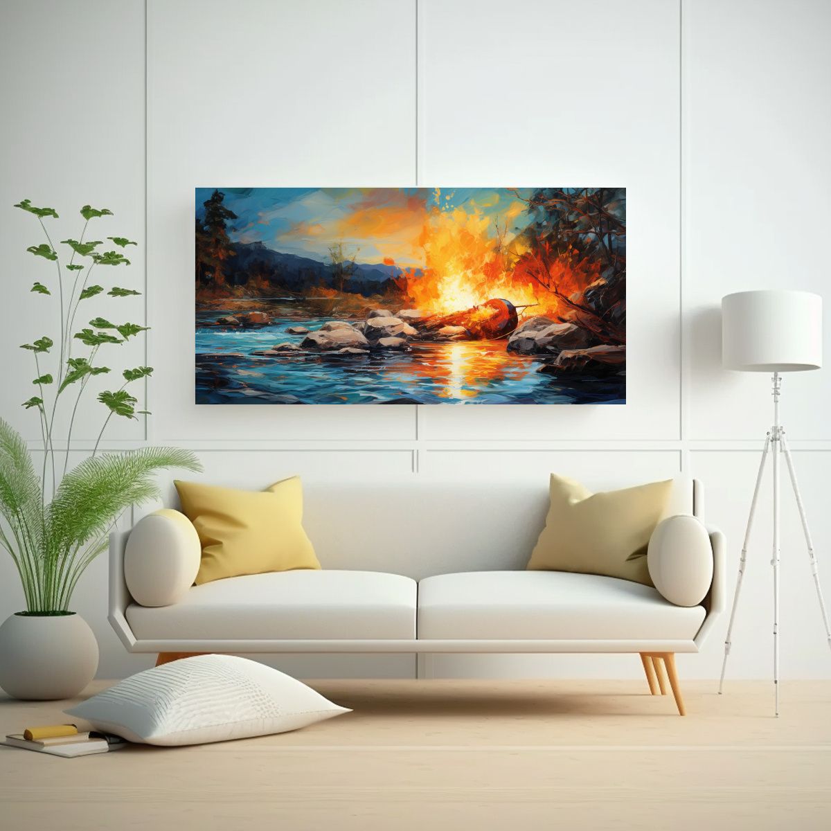 GENERICO - Pintura En Bastidor Colores Vibrantes Y Azules 100x50 Cm