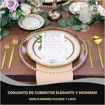 Imagen 2 del producto Juego De Cubiertos 24 Piezas Acero Inoxidable Color Dorado Chef Choice